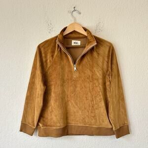 MADEWELL MWL Velour Half Zip Sweatshirt Brown Pullover Relaxed Fit